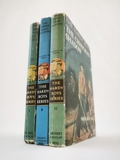 Three vintage books from the Hardy Boys Series written by Franklin W. Dixon. The titles are The Secret of the Old Mill, The Shore Road Mystery, and The Crisscross Shadow. Sustainable Fashion