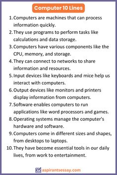 the computer line is shown with instructions on how to use it and what to use it