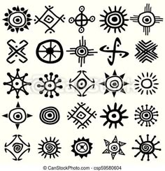 the sun and moon symbols in black on white background stock photo - image 34978