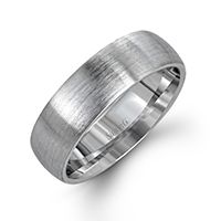 men's wedding band in white gold with textured finish and beveled edges