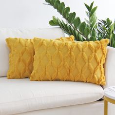 Beauty Acrylic Throw Pillow & Reviews | Wayfair Yellow Throw Pillows, Yellow Pillows, Luxury Cushions, Sofa Cushion Covers, Velvet Throw, Velvet Throw Pillows, Decorative Throw Pillow Covers, Friends Fashion, Soft Pillows