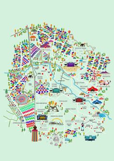 an illustrated map of the glassonbury festival