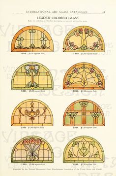 an old book with many different stained glass designs