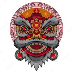 Lion Dance Head, Dance Tattoo, Chinese New Year Zodiac, Dance Logo, Diy Gift For Bff, Chinese Folk Art, Lion Head Tattoos, Paper Art Design