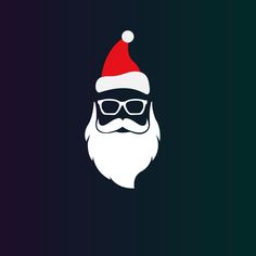 a santa claus with glasses and a beard wearing a red hat, sunglasses and a black background