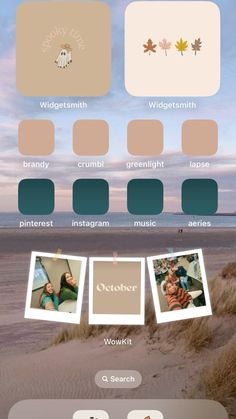 an iphone screen showing the color scheme for different colors and shapes, including brown, green,