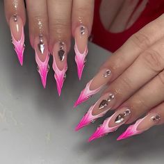 FREE SHIPPING ON ORDERS $9.95+ Buy 3 Get 1 More Free CODE: 4YOU Buy 5 Get 5 More Free CODE: 5FREE Stiletto Press On Nails, Long Stiletto, Valentine Nails, Nagel Tips, Pink French, Nails Set, Nail Supplies, Nail Forms, Pearl Design