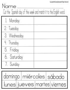 the worksheet for spanish and english writing with pictures on it, including words that are