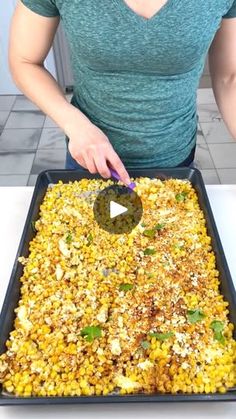 508K views · 5.3K reactions | Better than Salsa | Better than Salsa 

I make a delicious corn dip thats perfect for game day
#football #momlife #snacks #yum #food | By Rae in the Life | Try this instead of salsa for
your next game day. Use four cans of sweet corn and put it
on a parchment paper line tray. Slice up 1 half cup of butter
and place those pads evenly all across the top of your sweet
sweet corn. Once you have that set up, come in with some mayo.
I'm using about two to three tablespoons of mayo all across
my corn and then I'm going to season this puppy up. It takes
three minutes to put this guy together. I'm using paprika,
chili powder. Cayenne pepper would be a really good option
here if you like spice. Then come in with some garlic just
for an extra little flare and cheese. Now