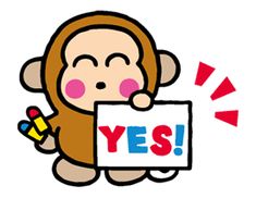 a monkey holding a sign that says yes