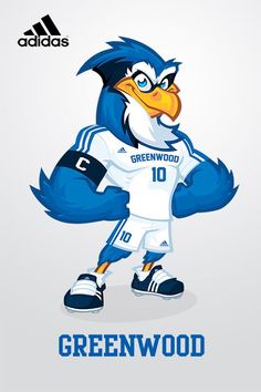 an image of a cartoon character in blue and white uniform with the words greenwood on it