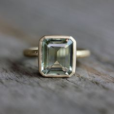 Emerald Cut Green Amethyst Ring Prasiolite Ring by onegarnetgirl Prasiolite Ring, Green Amethyst Ring, Green Rings, Colored Stone, Emerald Engagement, Amethyst Jewelry, Emerald Engagement Ring, Green Amethyst, Ring Vintage