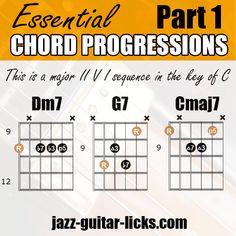 the guitar chords are arranged in three different ways