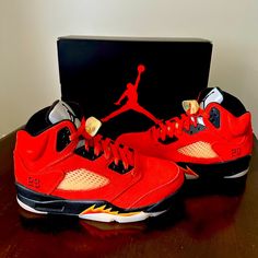 Woman’s Air Jordan 5 Retro. New In Box. Retro 5 Jordans, Red Jordans, Jordan 5 Retro, Jordan Red, Air Jordan 5 Retro, Womens Jordans, Air Jordan 5, Jordan 5, Air Jordan Shoes