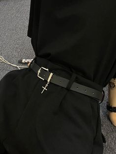 Men's Y2k Punk New Pointed Metal Pin Buckle Cross Pendant Casual Belt Jeans Versatile Decorative Cross Pendent, Belt Jeans, Punk Men, Slimmer Belt, Y2k Punk, Mens Shoes Casual Sneakers