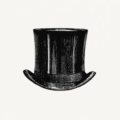 a black and white drawing of a top hat