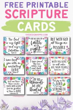 printable bible cards with flowers and the words, free printable scripture card set