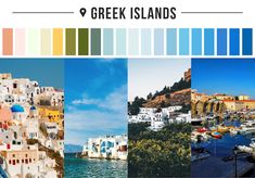 there are many different pictures in this page to describe the color scheme for greek islands