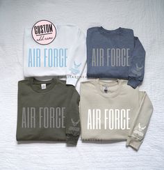 Air Force Sweatshirt with Name, Personalized Air Force Sweatshirt, Air Force Crewneck, Air Force Pullover, Custom Air Force Sweatshirt Gift This super soft sweatshirt can be custom printed with or without a name. ITEM DETAILS * Crewneck Sweater, Soft, 50% cotton, 50% polyester * Unisex Sizing: XS, S, M, L, XL, XXL PROCESSING & SHIPPING * All items are custom made to order. * Orders are typically processed and shipped within 3-5 business days. * Need it by a specific date? Please contact us to ch Air Force Sweatshirt, Business Venture, Crewneck Sweater, Columbus, Crew Neck Sweater, Air Force, Custom Print, Custom Made, Force