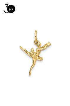 14k yellow gold textured ballerina charm pendant. Measures approximately 13/16" L x 9/16" W and has a 1mm bail. Charm Pendant, Yellow Gold, Yellow, Pendant, Gold