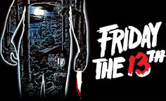 a poster for friday the 13th with an image of a man holding a knife in his hand