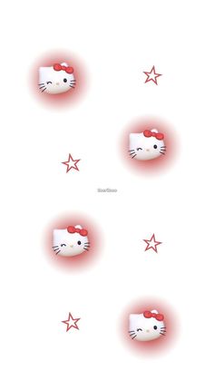 the hello kitty stickers are all red and white, with stars around each one