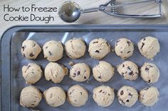 chocolate chip cookie dough on a baking sheet