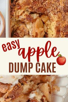 A homemade apple pie filling makes this the best apple dump cake recipe! An easy apple dump cake recipe using cake mix and homemade or store-bought apple pie filling! I make the simple filling from scratch but this is an easy apple dessert recipe for all year round! Dump Cake With Pie Filling, Cake With Pie Filling, Easy Apple Dump Cake, Apple Dump Cake With Pie Filling, Apple Spice Dump Cake, Spice Dump Cake, Apple Dessert Recipes Easy, Apple Dump Cake Recipe, Apple Dump Cake