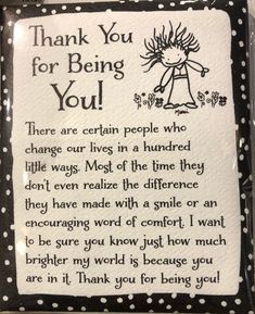 a sign that says thank you for being you with polka dots on the border, and an image of a child's face