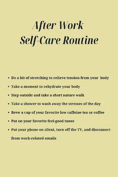 add these to your after work self-care routines #selfcare #eveningroutine #afterworkroutine #selfdevelopment Work Self Care, Routine Ideas, Practicing Self Love, Healthy Lifestyle Inspiration, Mental And Emotional Health, Self Care Activities, Mindful Living