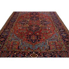 an antique persian rug is shown on a white background