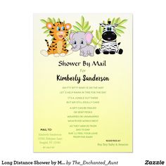 a baby shower card with two cartoon animals