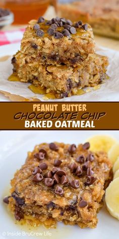 Peanut Butter Chocolate Chip Baked Oatmeal Peanut Butter Oatmeal Bake, Healthy Oatmeal Bake, Chocolate Chip Baked Oatmeal, Healthy Breakfast Choices, Oatmeal Bake, Cozy Morning, Baked Oatmeal Recipes, Classic Breakfast, Peanut Butter Oatmeal