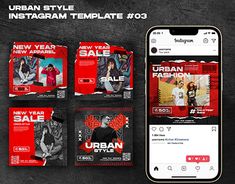 the urban style instagram template for sale is displayed on an iphone, next to it's screen