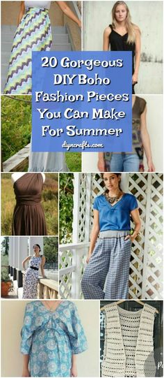 20 Gorgeous DIY Boho Fashion Pieces You Can Make For Summer #diy #pattern #boho #fashion #handmade #refashion #sew Sew Boho Clothes Diy, Boho Sewing Projects, Summer Sewing Ideas, Handmade Clothes Diy, Boho Clothing Style, Boho Clothing Patterns, Diy Clothes Refashion Upcycling, Diy Boho Clothes, Diy Clothes Tutorial