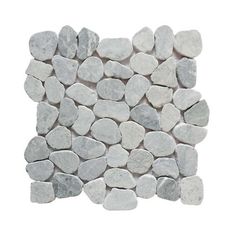 white and gray rocks are arranged in a square shape on a white background, with one rock laying across the top