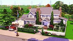 New Speed Build! 🇺🇸 🤍 I built an American Dream Family Home! 🌳 📍 Sable Square, Brindleton Bay Dream Family Home, Home The Sims 4, Sims4 Lookbook, Brindleton Bay, Sim4 Cc, Sims 4 Speed Build, Sims 4 House Plans, Sims 4 House Design