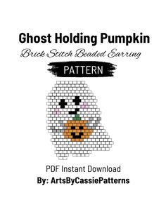 the pattern for ghost holding pumpkin