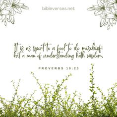 Bible - Verse, Proverbs 10:23 Proverbs 10, The Fool, Proverbs, 10 Things