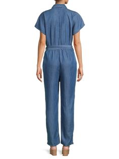 Exclusively At Saks Off Fifth. This Modern Jumpsuit Features Several Functional Pockets And An Appealing Denim Finish, Perfect To Pair With Your Everyday Style. Spread Collar Short Sleeves Button Front Waist Ties Chest Flap Pockets Waist Slant Pockets Lyocell Machine Wash Imported. Womens - W Pl Sportswear > Saks Off 5th. Saks Fifth Avenue. Color: Med Indigo. Size: S. Modern Jumpsuit, Indigo Colour, Inner Thigh, Denim Jumpsuit, Everyday Style, Waist Tie, Flap Pocket, Saks Fifth, Saks Fifth Avenue