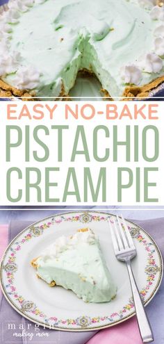 this no - bake pistachio cream pie is so easy to make