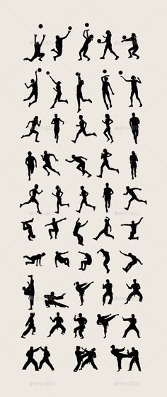 the silhouettes of people in different poses