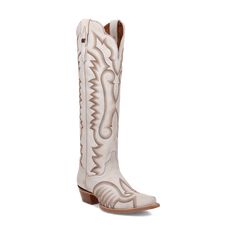 The Dan Post Women's Josie Leather Boot DP5107 is an exquisite 19-inch Josie boot designed by Dan Post. These boots have an ultimate flex insole for superior comfort, a stylish snip toe, a low western heel, and beautiful decorative western stitching. The Josie boot perfectly blends a modern aesthetic with the classic appeal of Western style. FEATURES: LEATHER SHAFT 19" HEIGHT 12 " CALF CIRCUMFERENCE 1" COWBOY HEEL LEATHER LINING SNIP TOE LEATHER OUTSOLE ULTIMATE FLEX INSOLE Leather Tall Boots, Dan Post Boots, White Cowboy Boots, Wedding Boots, Dan Post, Boot Jewelry, Tall Leather Boots, Work Boots Men, White Boots