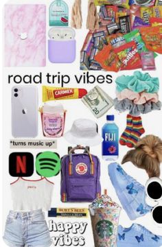 Road Trip Vibes, Trip Essentials Packing Lists, Road Trip Bag, Road Trip Kit, Travel Packing Checklist, Road Trip Packing List