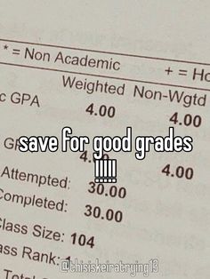 a close up of a paper with the words save for good grads