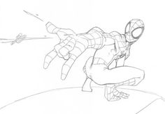 a drawing of spider man flying through the air