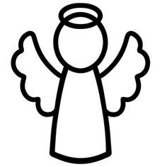 an angel with wings and halos is shown in this black and white outline drawing