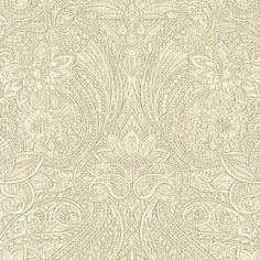 an ornate wallpaper pattern in beige and white