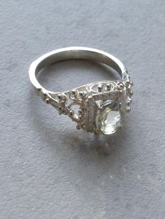 Composition : Silver (Sterling Silver 92 %), Natural Green AmethystCountry of Origin : KOREA Vintage Silver Engagement Rings, Green Amethyst Ring, Silver Engagement Rings, Green Amethyst, Amethyst Ring, Women Accessories Jewelry, Vintage Silver, Dream Wedding, Jewelry Accessories