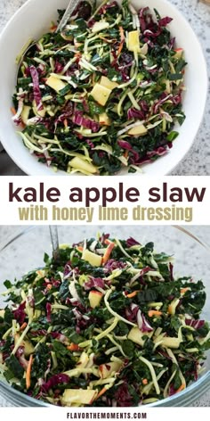 kale apple slaw with honey lime dressing